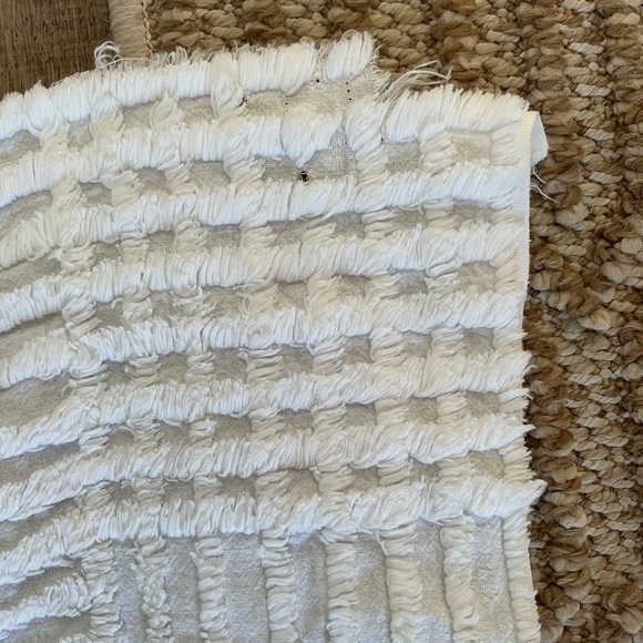White Chenille Bedspread with Green Scrollwork and Pastel Floral Accents
